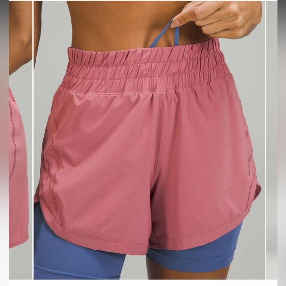 NWT Lululemon Track That 2-in-1 High-Rise Short 6" / Brier Rose / Water Drop - Picture 4 of 6